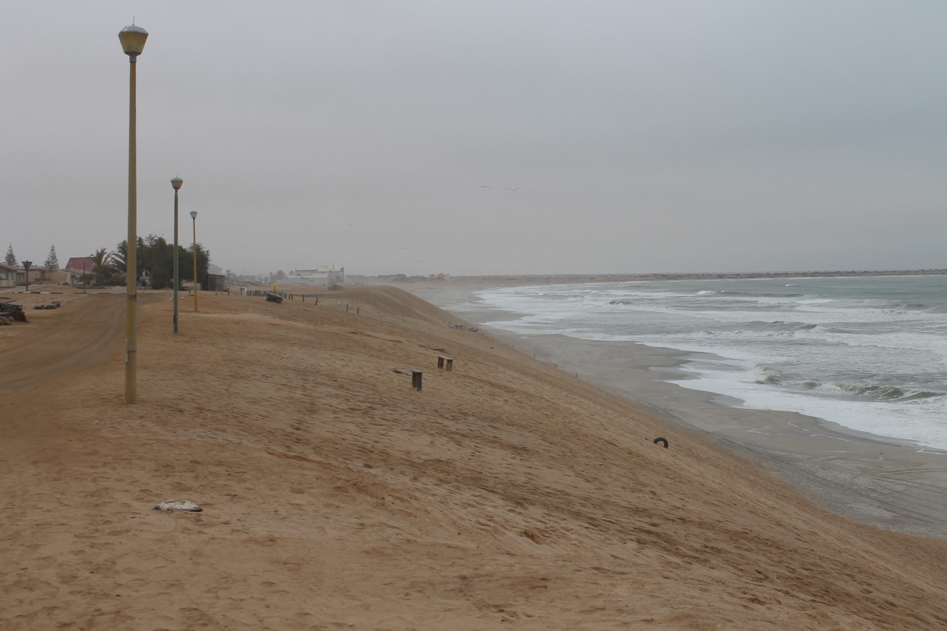 Looking south along the seafront at Henties Bay, Namibia