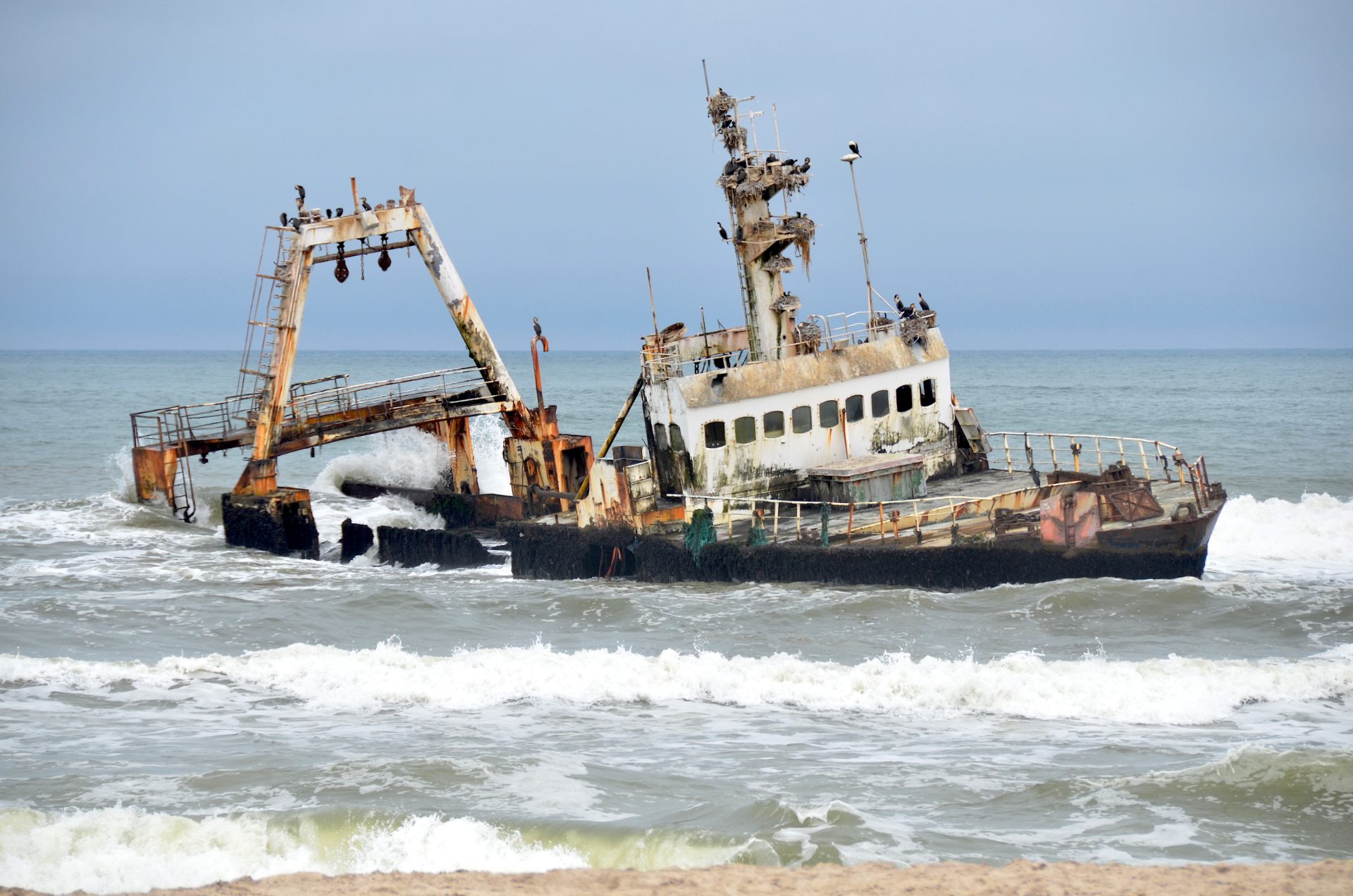 The wreck of the Zeila on the beach near Henties Bay, Namibia