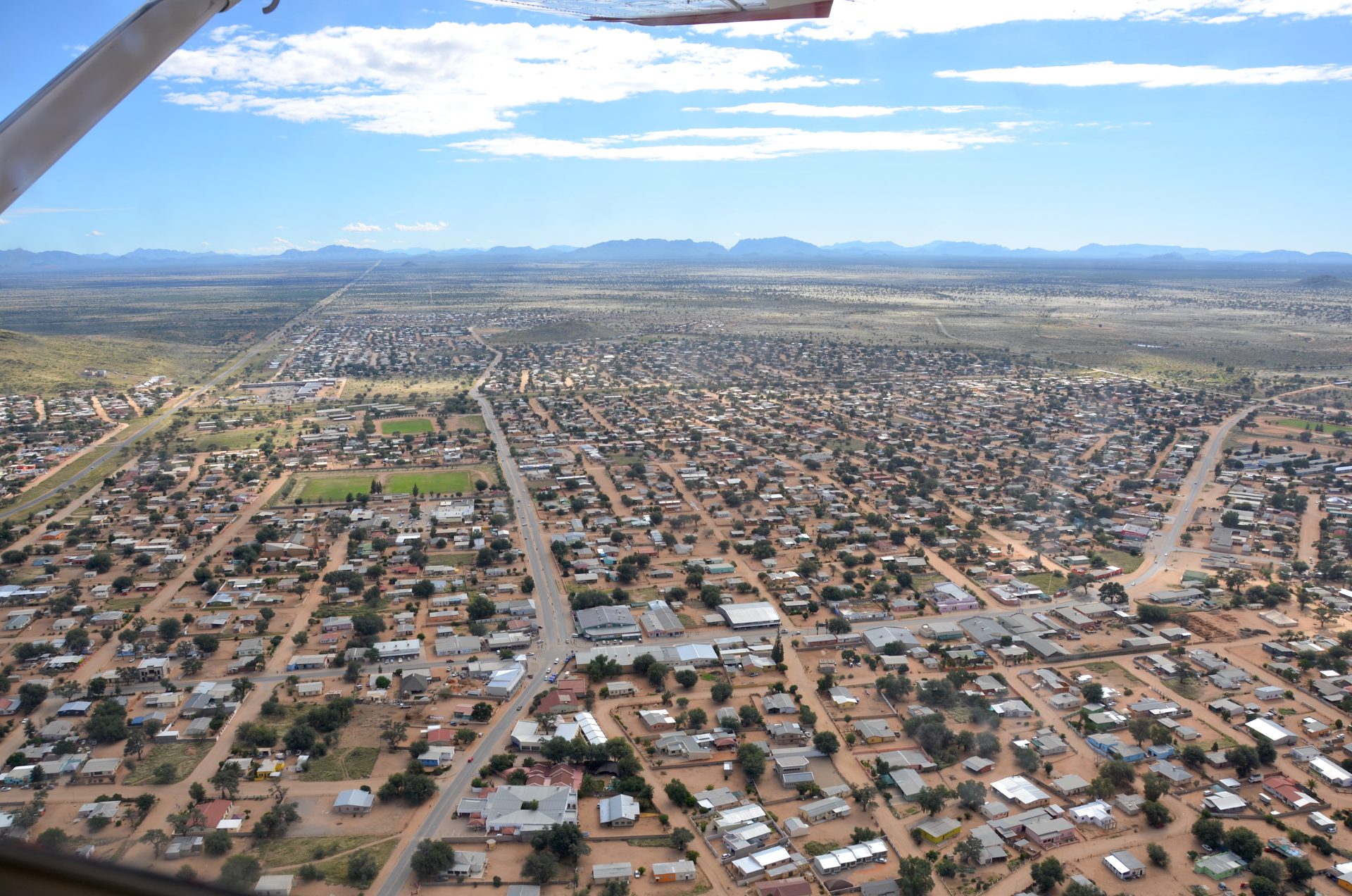 Bird's-eye view of the town of Rehoboth, on the B1 south of Windhoek, Namibia