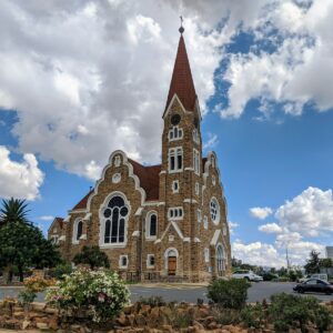 Christuskirche, the Lutheran church landmark visited on this Windhoek city and township tour in central Windhoek, Namibia