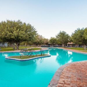 Damara Mopane Lodge: swimming pool in the lodge gardens
