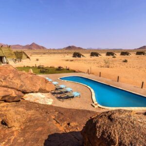 Desert Quiver Camp: swimming pool in the desert setting