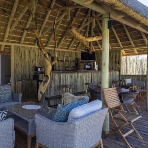 TimBila Camp Namibia: shaded deck seating at the camp