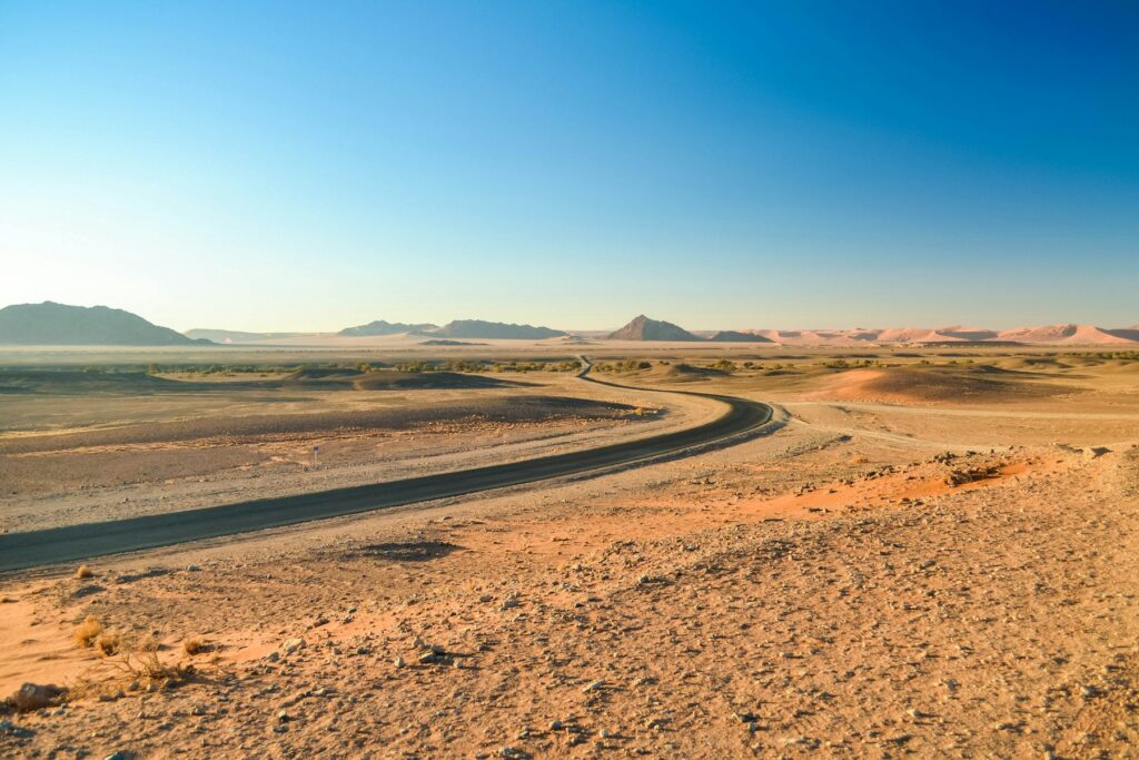 Sossusvlei to Swakopmund route across a remote desert road