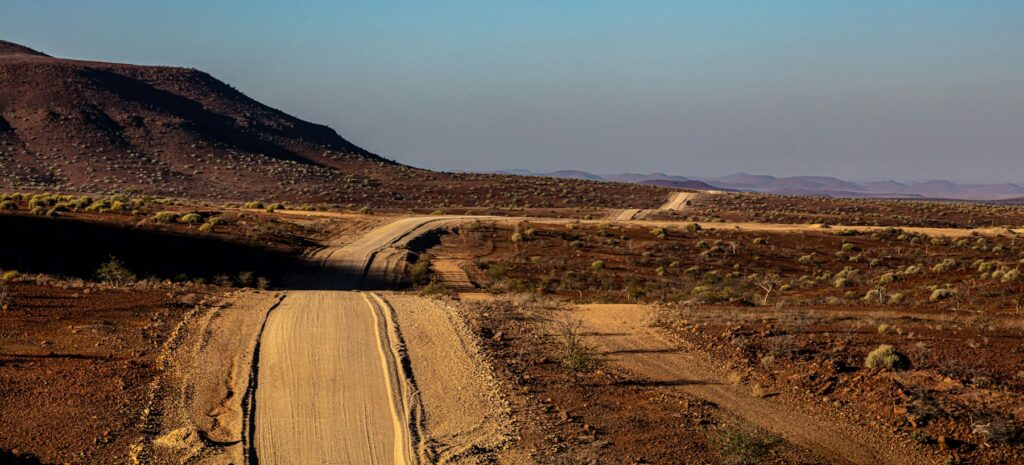 Namibia road classifications represented by a long gravel road